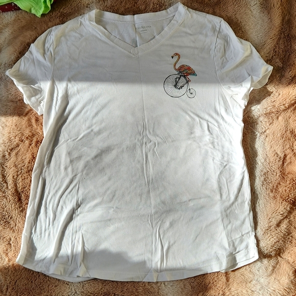 Kim Rogers Tops - Kim Rodgers White Flamingo Medium Shirt